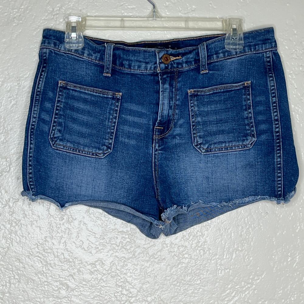 Lucky Brand Women's Cutoff Patch Pocket Jean Shorts Size 10 Zip Fly Denim